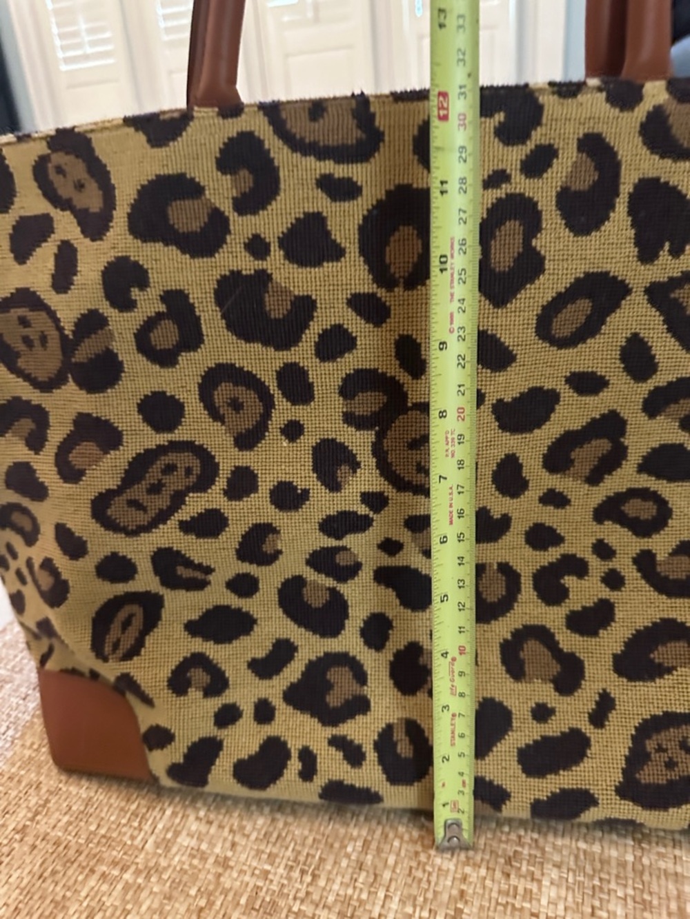 Leopard Print Needlepoint Leather Tote Bag By Stubbs & Woodson Palm Beach - Picture 8 of 8